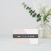 Carte De Visite Élégant Consultant Géométrique Beige Blanc Grey (Debout devant)