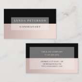 Carte De Visite Elégant consultant rose minimal or & noir (Devant / Derrière)