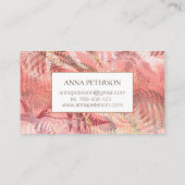 Carte De Visite Élégant corail d'or Feuilles de foune rose (Dos)