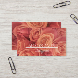 Carte De Visite élégant corail rose roses bouquet romantique