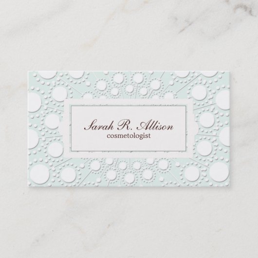 Carte De Visite Elégant Cosmetologue Regarder Embossé Look (Devant)