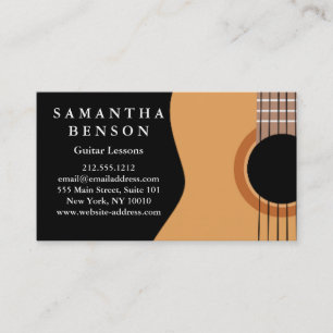 Carte De Visite Élégant cours de guitare Noir Blanc Musical Abstra