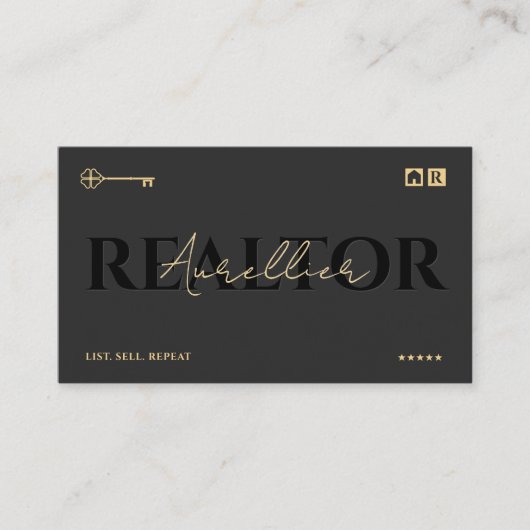Carte De Visite Élégant courtier en hypothèques Realtor clé Script (Devant)