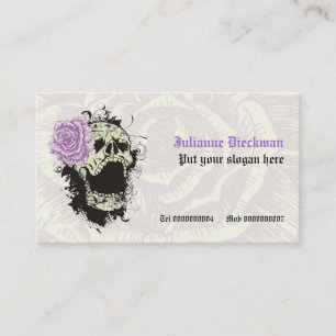 Carte De Visite Elégant crâne gothique grunge et violet rose coutu
