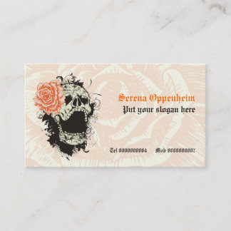 Carte De Visite Elégant crâne gothique grunge & orange rose person
