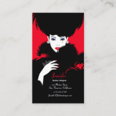 Carte De Visite Elégant créateur de mode noir & rouge (Devant)