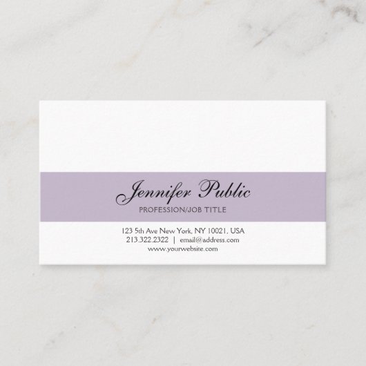 Carte De Visite Élégant Créatif Design Moderne Violet Professionne (Devant)