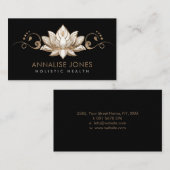 Carte De Visite Elegant Crème aquarelle Lotus - ornement doré (Devant / Derrière)