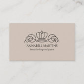 Carte De Visite Elegant Crown Salon Light Brown QR Code (Devant)
