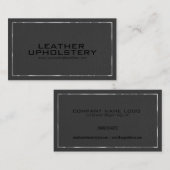 Carte De Visite Elégant cuir noir look Accent argenté (Devant / Derrière)
