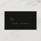 Carte De Visite Élégant cuir noir or monogrammed (Devant)