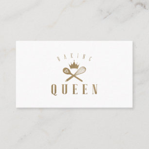 Carte De Visite Elégant Cuisson Queen Whisk & Spoon Couronne Blanc