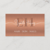 Carte De Visite Elégant Cuivre Brown Monogramme maquillage Artiste (Devant)