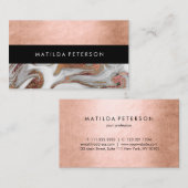 Carte De Visite Élégant cuivre moderne rose or marbre blanc (Devant / Derrière)