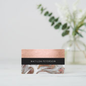 Carte De Visite Élégant cuivre moderne rose or marbre blanc (Debout devant)