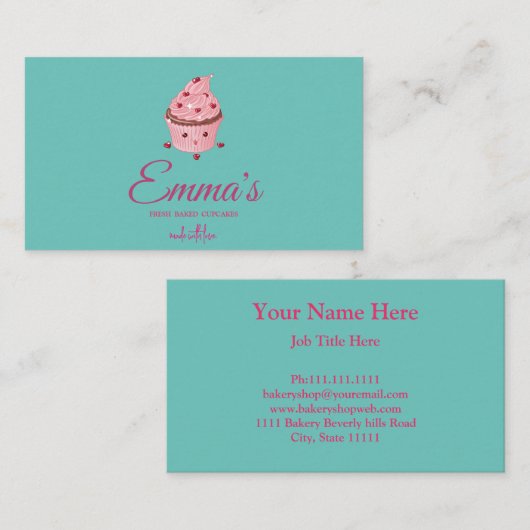 Carte De Visite Élégant Cupcake Bakery Baker Chef Restauration (Devant / Derrière)