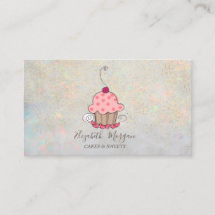Carte De Visite Élégant Cupcake Confetti Or Lotus Opale