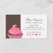 Carte De Visite Élégant Cupcake Rose Boulangerie Design (Dos)