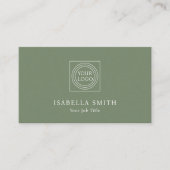 Carte De Visite Elegant Custom Logo Minimalist Sage Green (Devant)