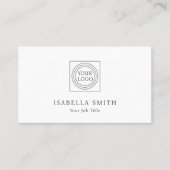 Carte De Visite Elegant Custom Logo Minimalist White (Devant)
