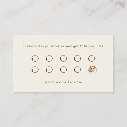 Carte De Visite Elegant customizable Coffee shop Loyalty (Dos)