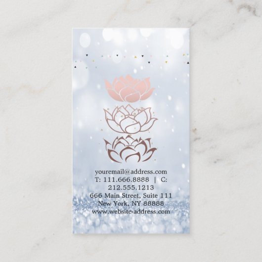 Carte De Visite Élégant Cute Elegant Bokeh Diamonds Lotus (Dos)