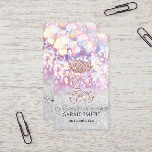 Carte De Visite Élégant Cute Elegant Bokeh Diamonds Lotus (Devant/Arrière en situation)