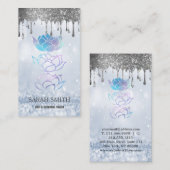 Carte De Visite Élégant Cute Elegant Bokeh holographique Lotus (Devant / Derrière)