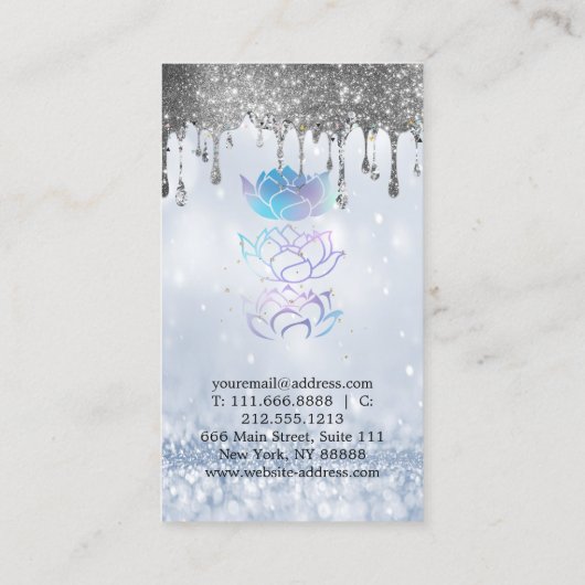 Carte De Visite Élégant Cute Elegant Bokeh holographique Lotus (Dos)