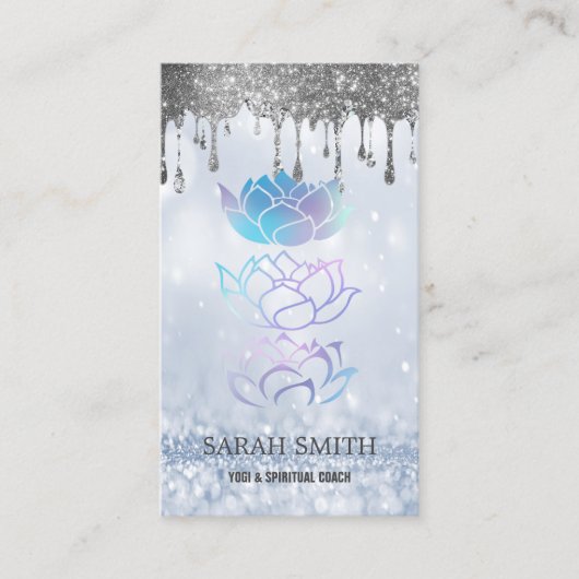 Carte De Visite Élégant Cute Elegant Bokeh holographique Lotus (Devant)