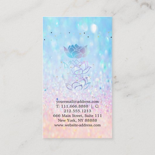Carte De Visite Élégant Cute Elegant Bokeh holographique Lotus (Dos)
