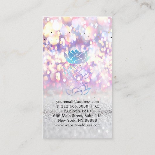 Carte De Visite Élégant Cute Elegant Bokeh holographique Lotus (Dos)