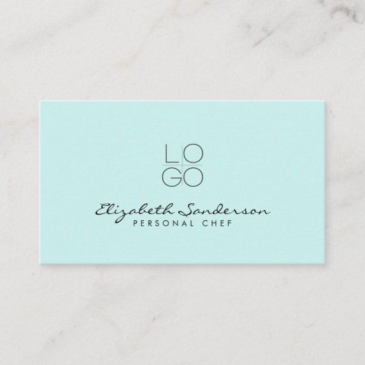 Carte De Visite Élégant Cyan Lumineux Script de luxe QR CODE (Devant)