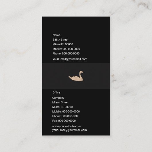 Carte De Visite Élégant cygne (Dos)