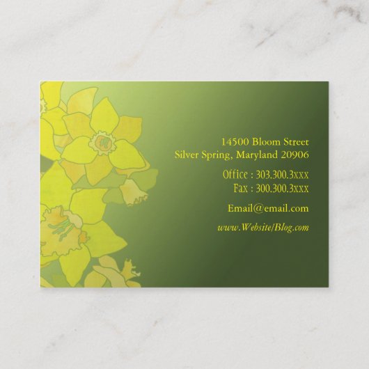 Carte De Visite Élégant Daffodils Hip Mode (Dos)