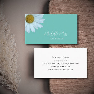 Carte De Visite Elégant Daisy Bloom Botanique tendance Turquoise v