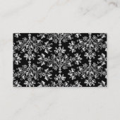 Carte De Visite Elegant Daisy Damask in White on Black Custom (Dos)