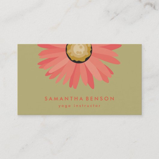 Carte De Visite Élégant Daisy Flower Logo Yoga (Devant)