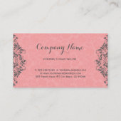 Carte De Visite Élégant Damas Gris & Flacons De Dentelle Rose (Dos)