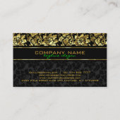 Carte De Visite Élégant Damas Noir Et Métallurgique (Dos)