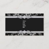 Carte De Visite Elegant Damask Argent Black Jewel Look Image (Dos)