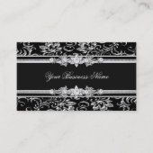 Carte De Visite Elegant Damask Argent Black Jewel Look Image (Devant)