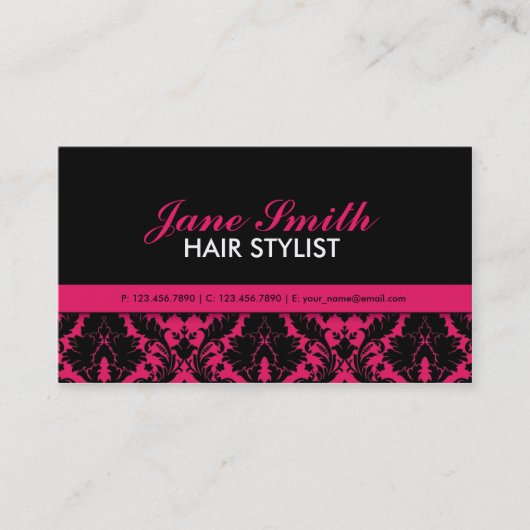 Carte De Visite Élégant Damask Floral Modern Professionnel Élégant (Devant)