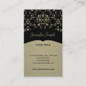 Carte de visite élégant damassé kaki/noire (Devant)