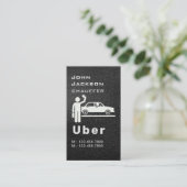 Carte De Visite Elegant Dark Taxi Driver/Chauffeur QR Code (Debout devant)