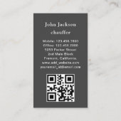 Carte De Visite Elegant Dark Taxi Driver/Chauffeur QR Code (Dos)