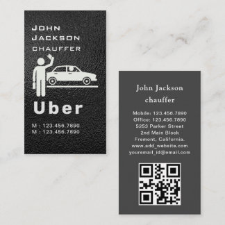 Carte De Visite Elegant Dark Taxi Driver/Chauffeur QR Code