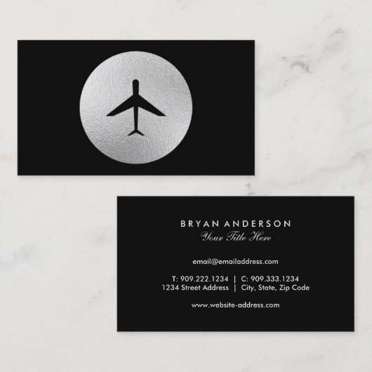 Carte de visite élégant d'avion (Devant / Derrière)