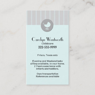 Carte de visite élégant de babysitter