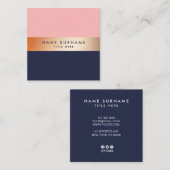 Carte de visite élégant de carré de bleu de rayure (Devant / Derrière)